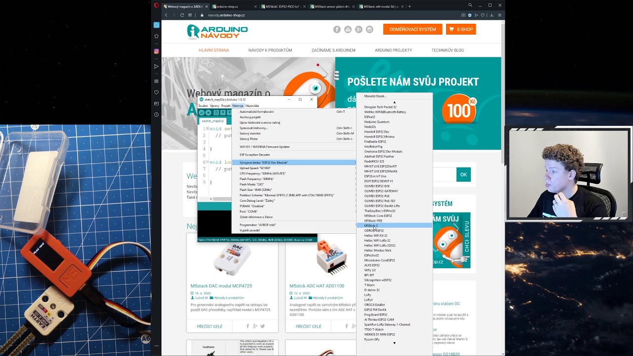 Arduino Návody | Stream M5stack Earth a Relay moduly