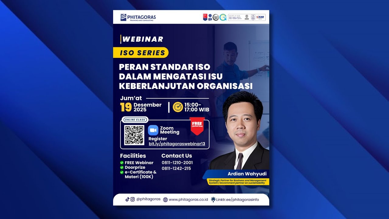 WEBINAR ISO SERIES : PERAN STANDAR ISO DALAM MENGATASI ISU KEBERLANJUTAN  ORGANISASI