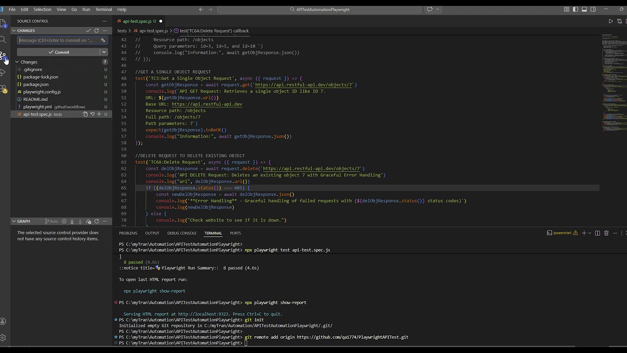 Playwright API Test Automation integrated with GitHub and GitHub Actions