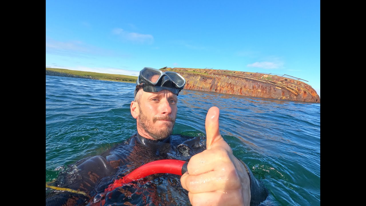 SNORKELLING SS REGINALD SCAPA FLOW SHIPWRECK CHURCHILL BARRIERS ORKNEY ISLANDS WRECK DIVE.