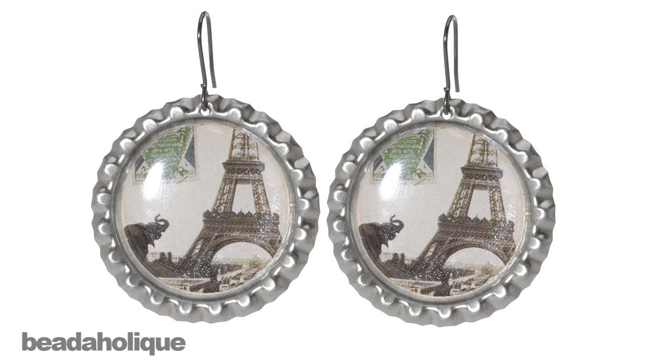 How to Make Bottle Cap Earrings Using Epoxy Stickers