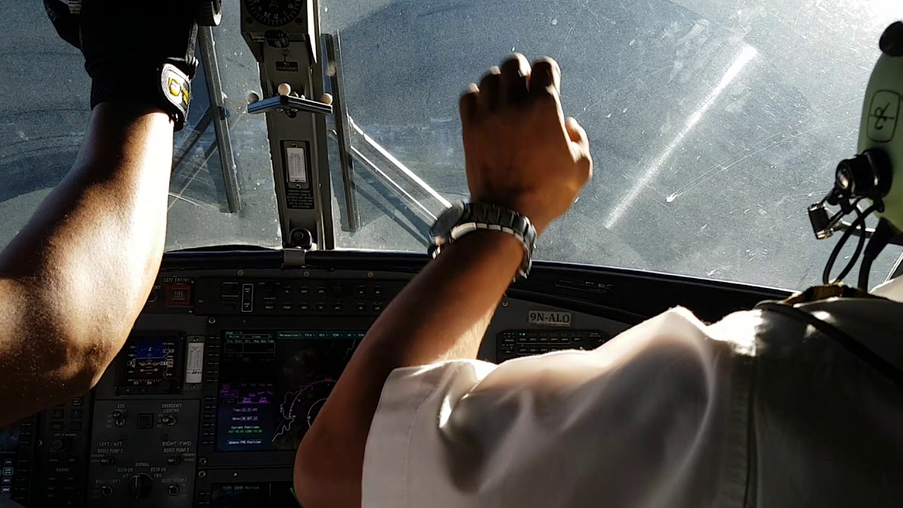 Twin Otter Landing at Lukla Airport, Nepal. September 2019. Everest Base Camp.