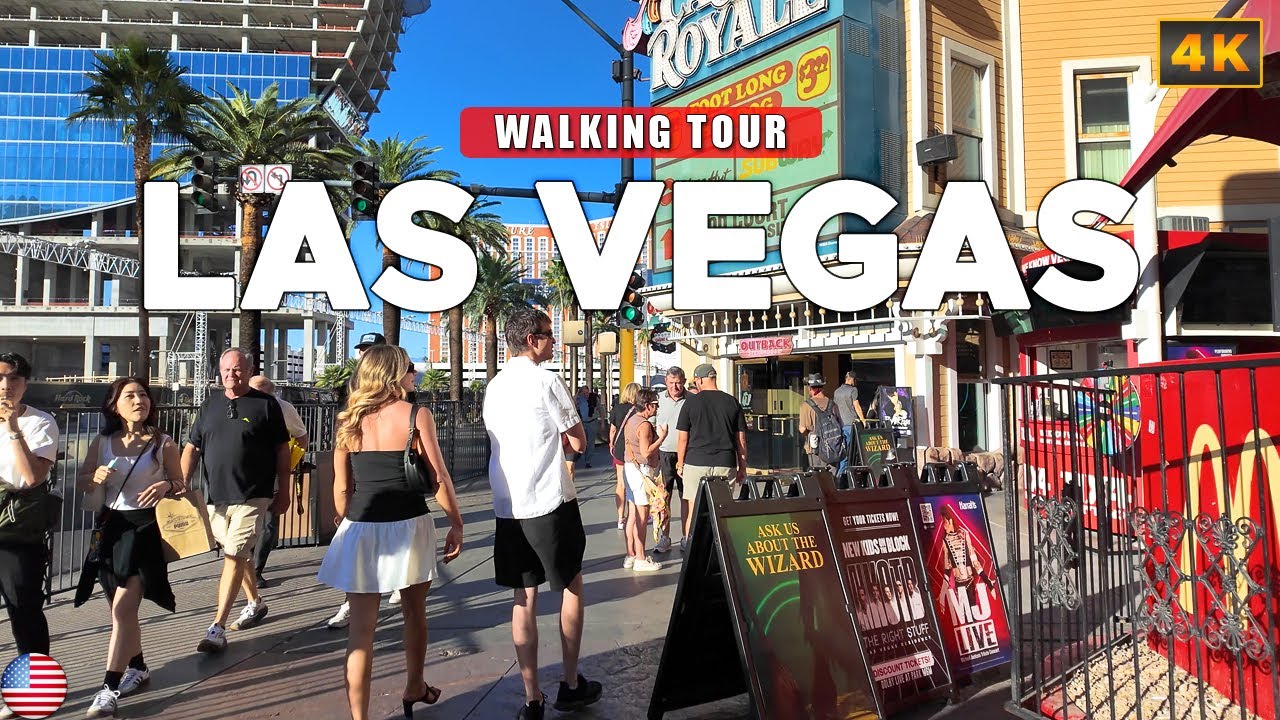 Лас-Вегас, Невада — Лас-Вегас-Стрип, главная улица Лас-Вегаса 4K Walking Tour