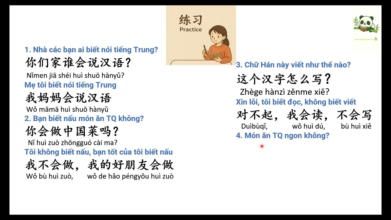 HSK1 bài 6 phần 2 luyện tập