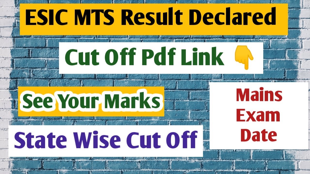 Esic Mts Result 2022 | Esic Mts cut off | Mains exam date | Joblgo