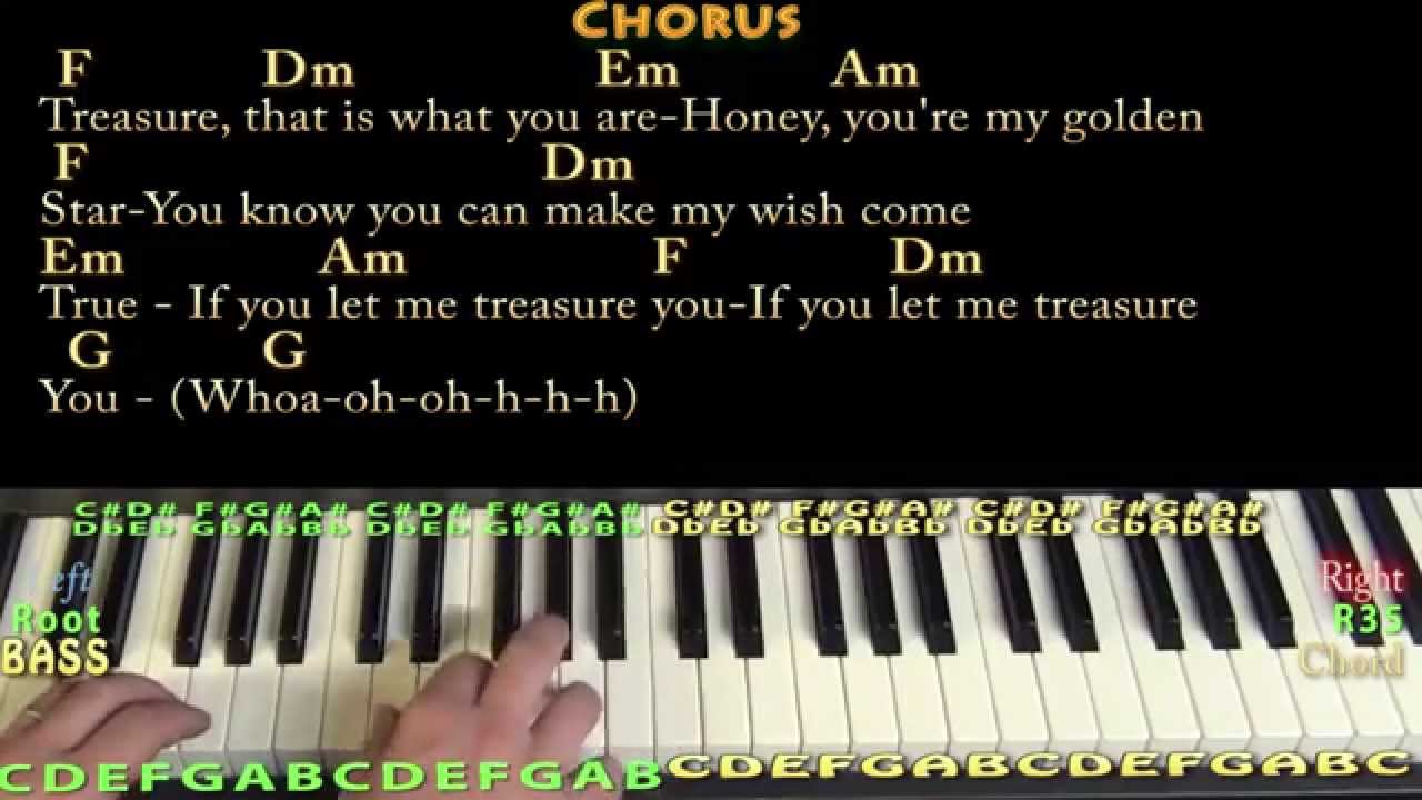 Treasure (Bruno Mars) Piano Cover Lesson in Am with Chords/Lyrics