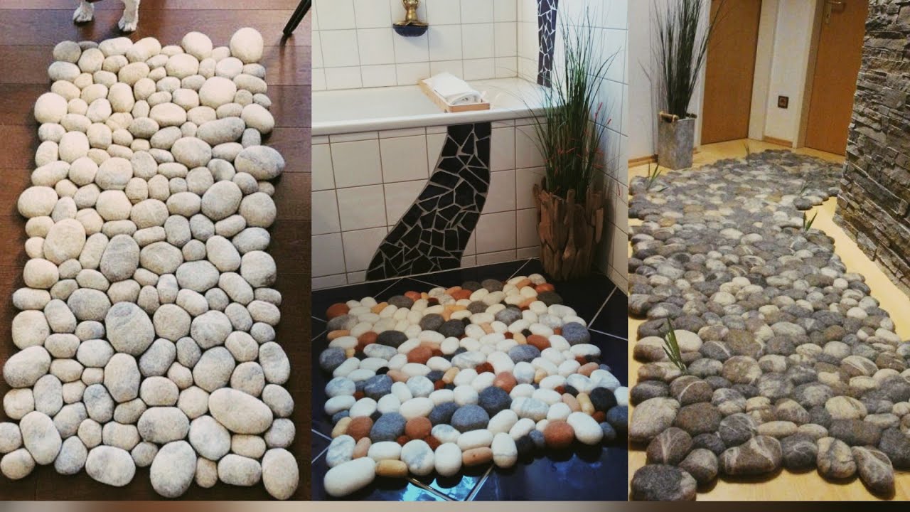 Handmade Felt Stone or Pebble Carpet / Felt Pebbles Soft Bath Mat