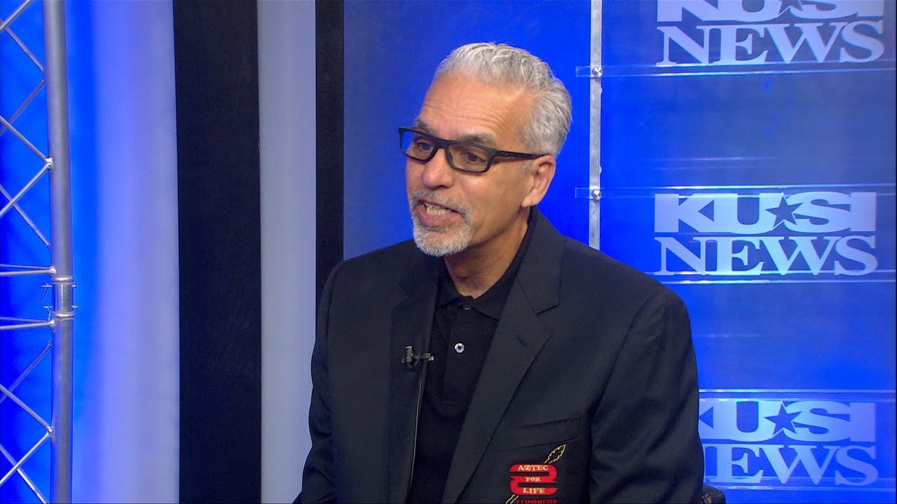 Former SDSU Men's Basketball Coach Michael Brunker reacts to Aztecs advancing to Final Four