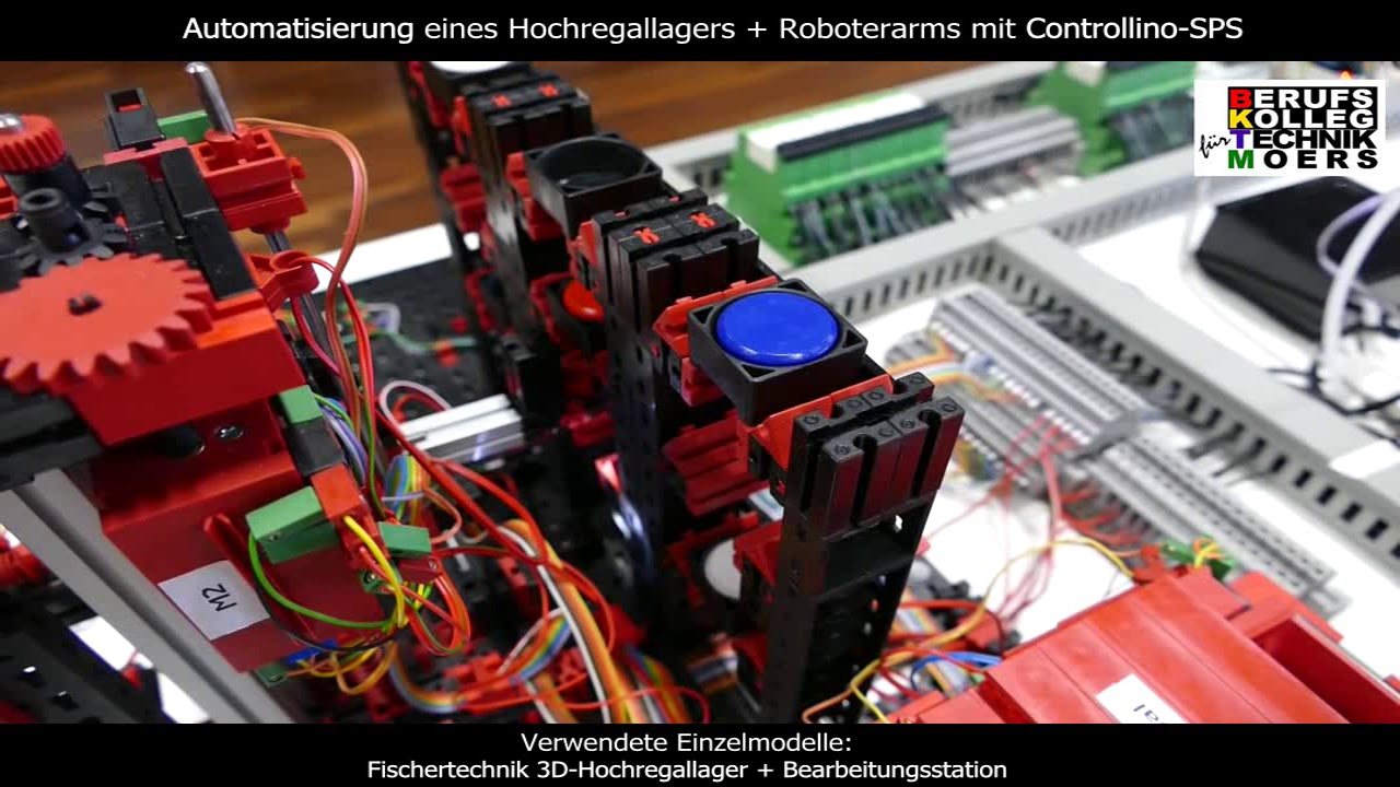 Fischertechnik Modell eines Hochregallager DoBot mitControllino Automatisierung