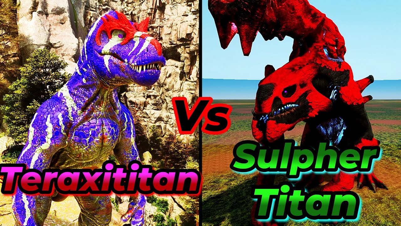 Sulpher Titan Vs Teraxititan | Ark Survival Ascended | Ark Mods | Ark Battles | Gameplay