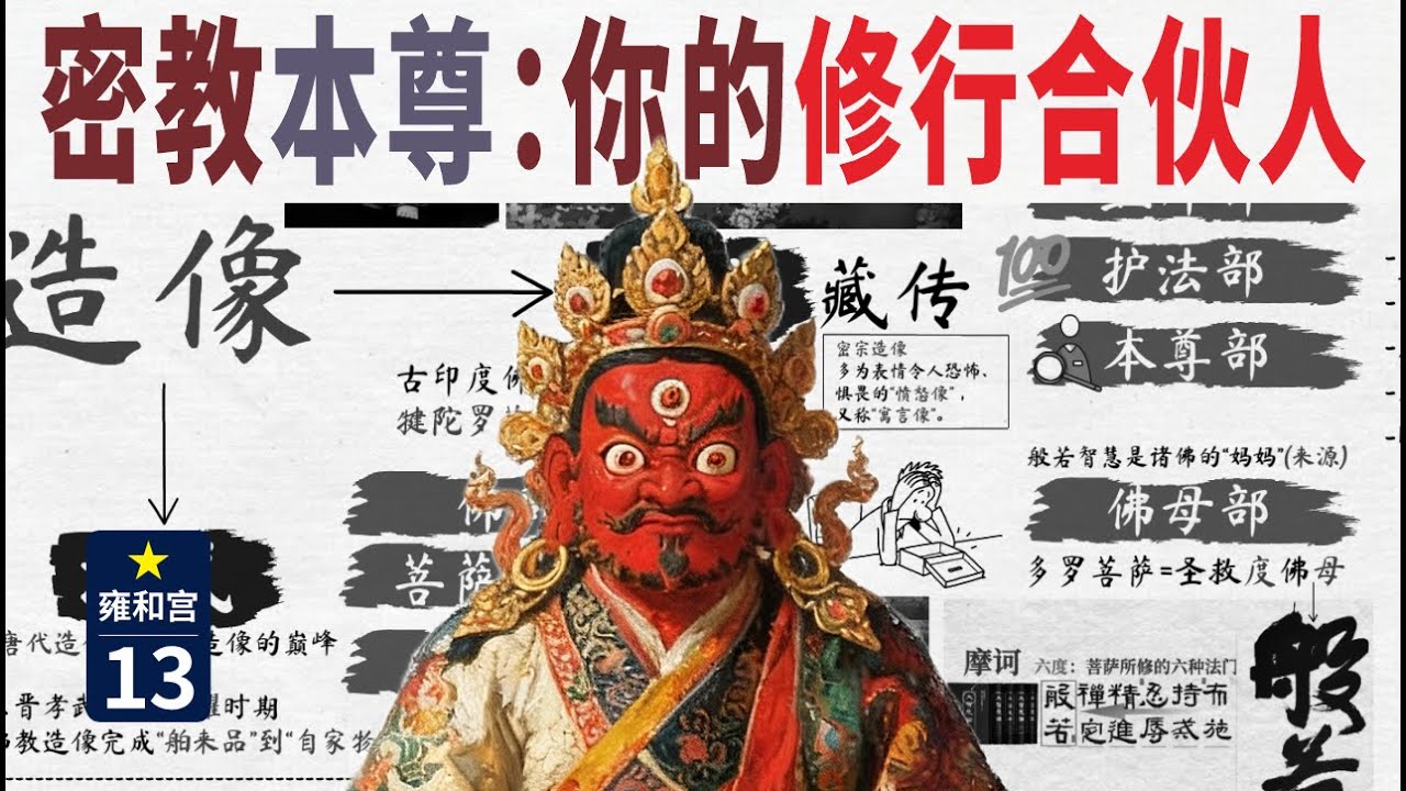 【13/藏传佛教史】汉传佛教为何没有“修行合伙人”？20分钟看懂藏传佛造像“升级系统”，上师、本尊、佛母、护法是怎么回事？｜造像工艺｜四皈依｜金刚乘｜三密｜双身像｜明妃｜护法神系统｜夹纻造像｜阿尼哥