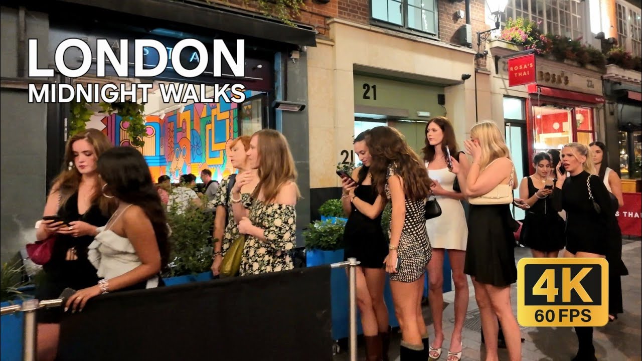 Summer Night Walk Tour in Central London Soho→Trafalgar Square→Piccadilly Circus→Covent Garden 4K60F