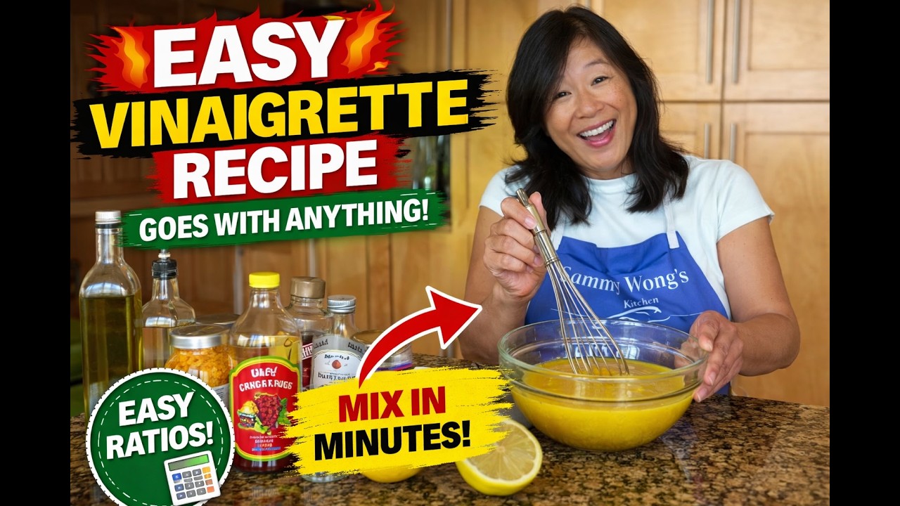 Whip up a tasty vinaigrette salad dressing in less than 3 minutes.  It's easy, tasty and delicious.
