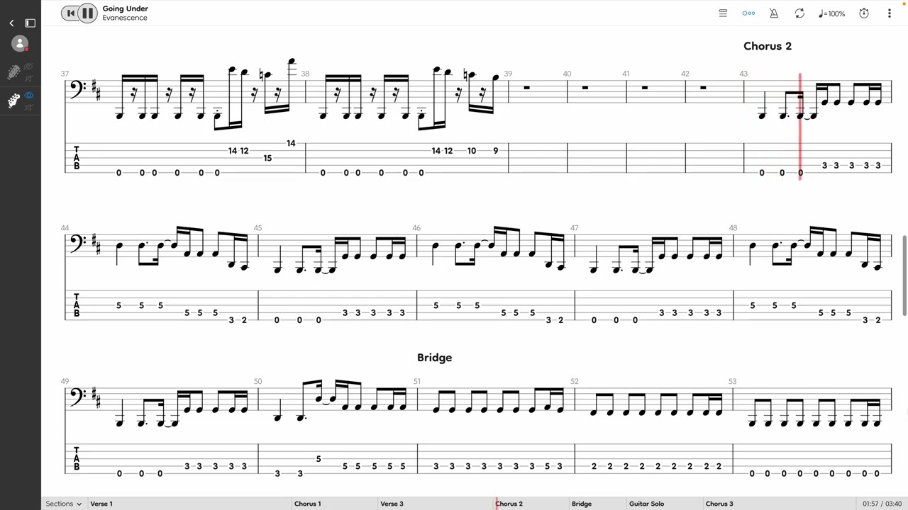 Evanescence - Going Under (BASS TAB PLAY ALONG)