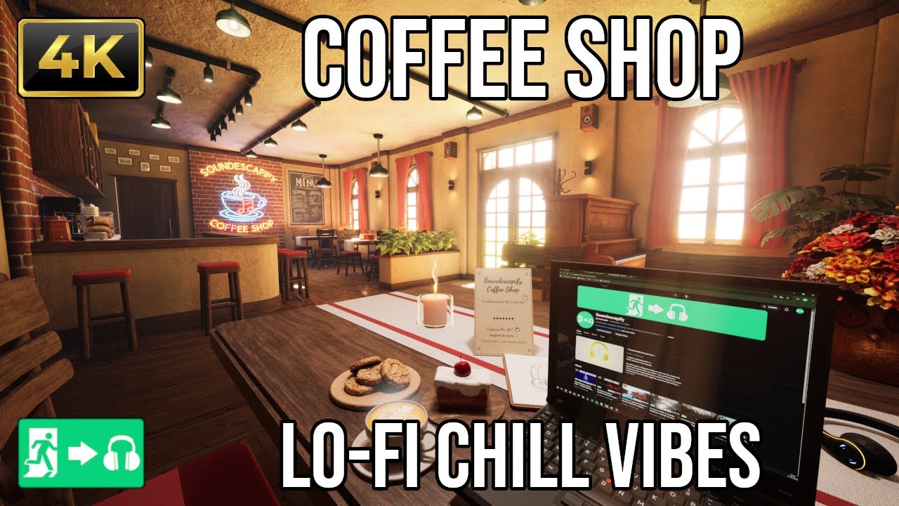 10 Hours of Lo-Fi Music in Soundescapify Coffee Shop | Chill Vibes | Relaxation & Work | 4K