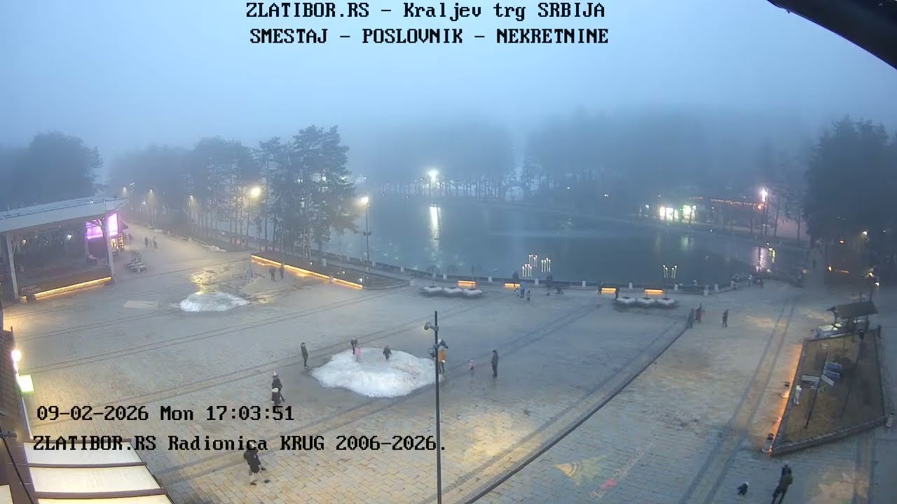 Zlatibor.rs Live kamera 9. februar 2026. - Kraljev trg, jezero, Zlatibor