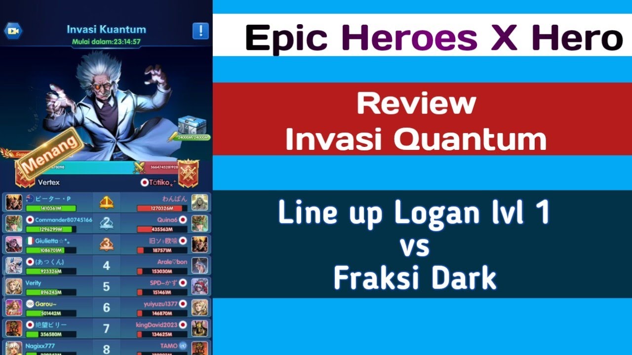 Logan level 1 vs fraksi DARK | Invasi Quantum EPIC HEROES X HERO #epicheroes #review