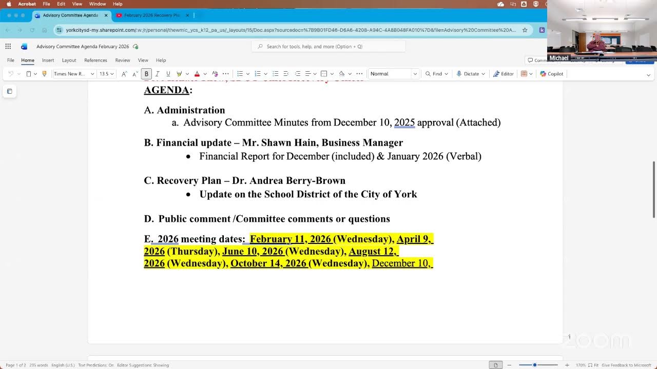 February 2026 Recovery Plan Advisory Committee Meeting