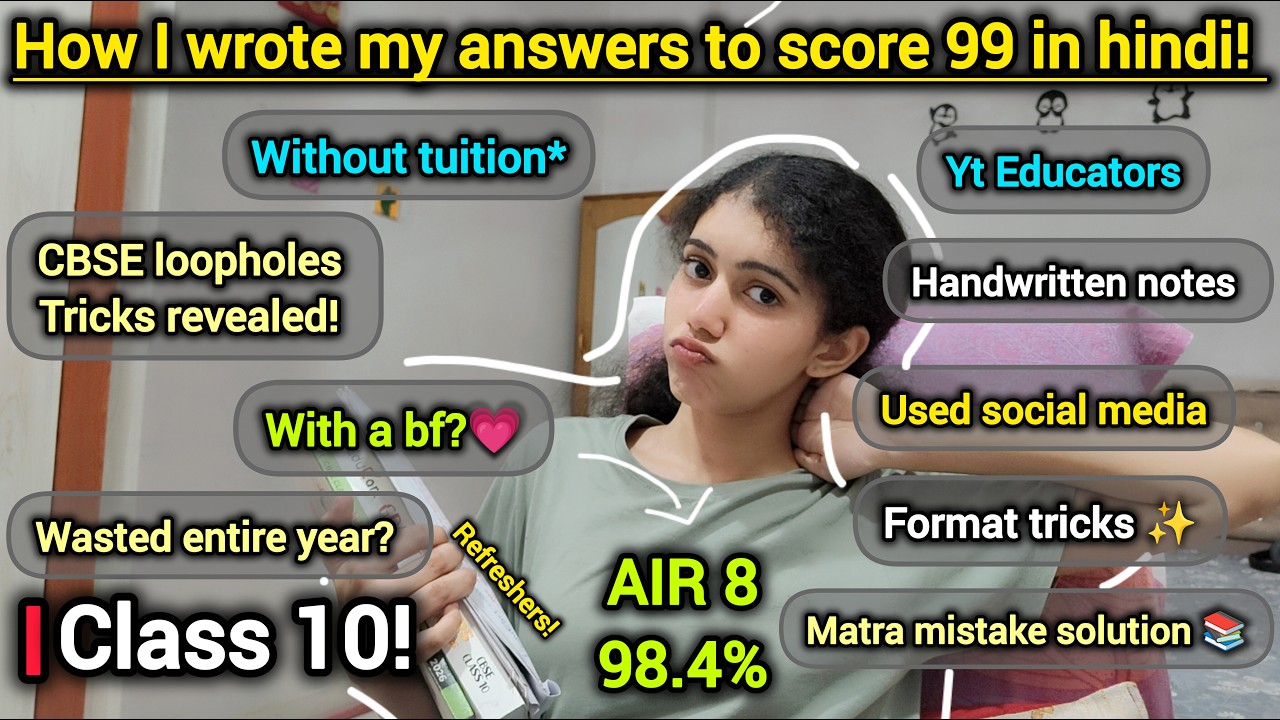 AIR 8's unique pattern for answer writing in hindi as per CBSE!  #cbse #boards #class10