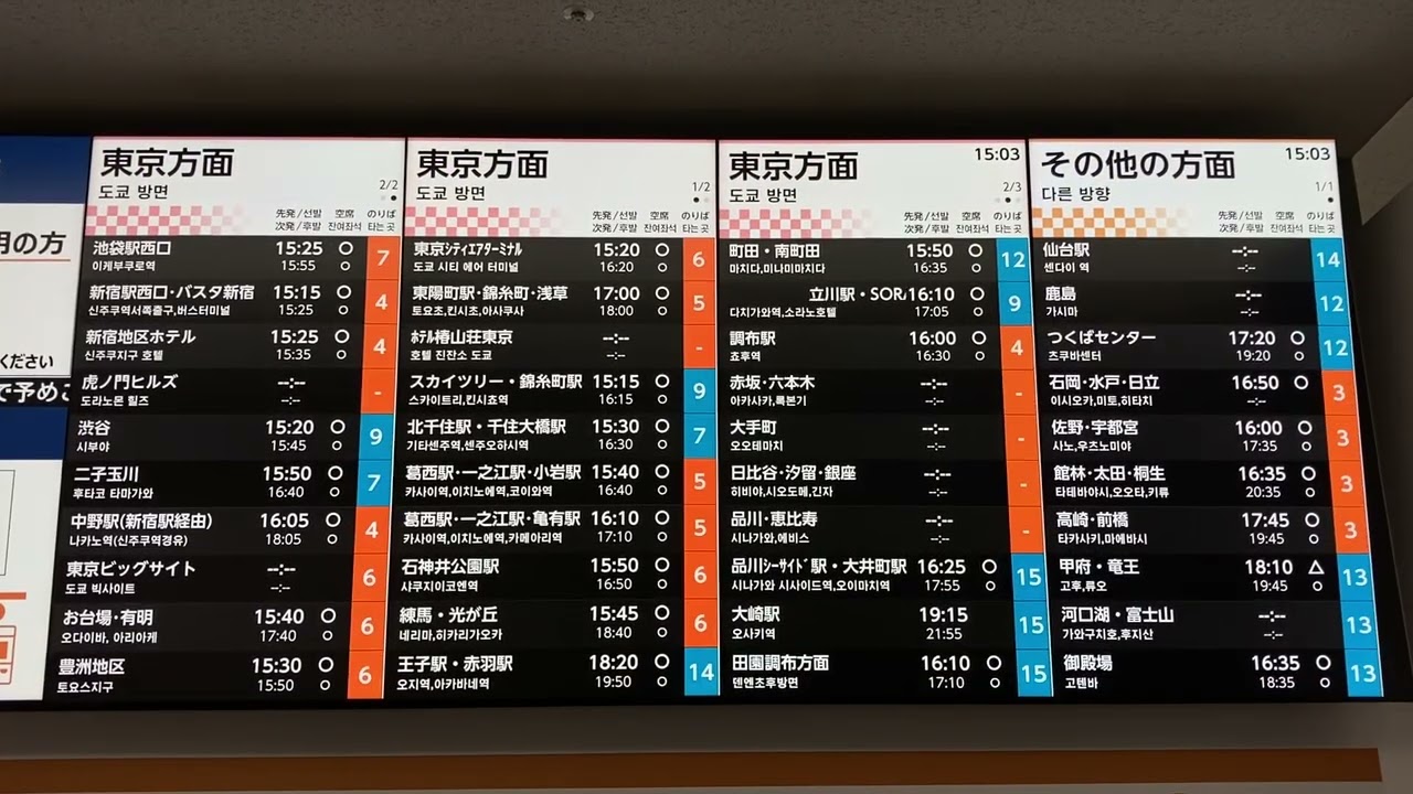 羽田空港バスのりば 券売機上 発車案内ディスプレイ 京急バス・リムジンバス