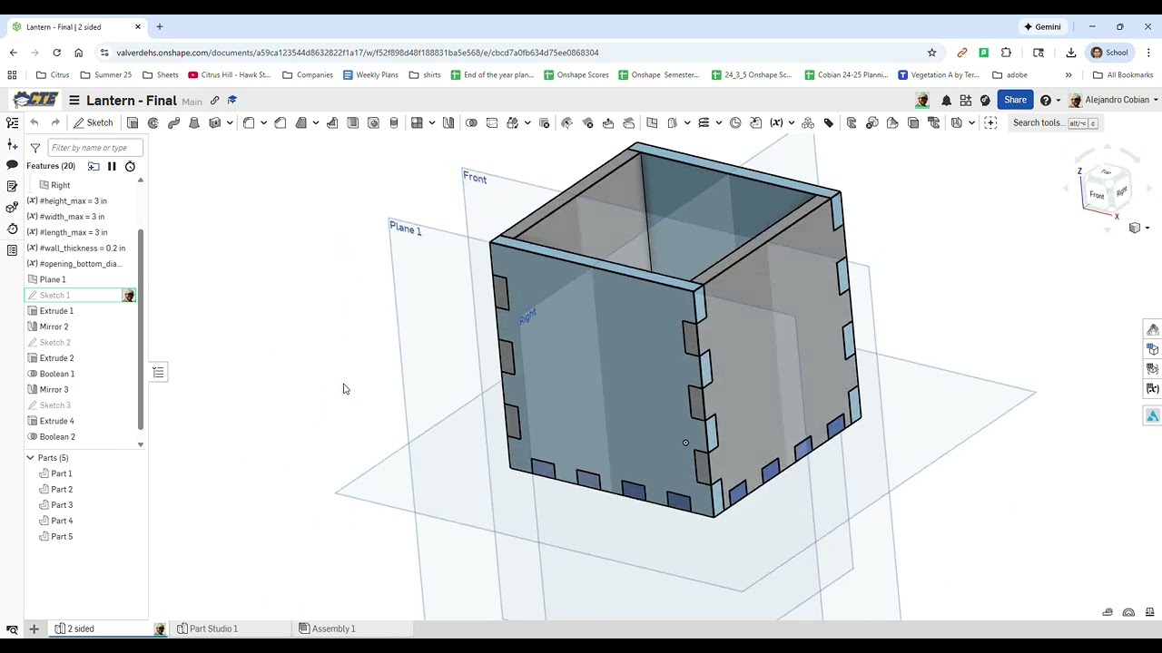V1 Один блок, любого размера | Параметрический дизайн в Onshape, БЫСТРОЕ РЕДАКТИРОВАНИЕ