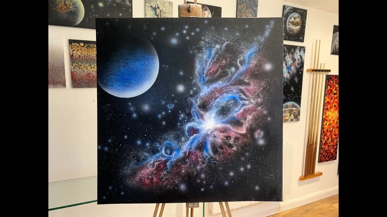 Cosmic / Space / Planets / Galaxy / Dutch pour acrylic painting - 60x60