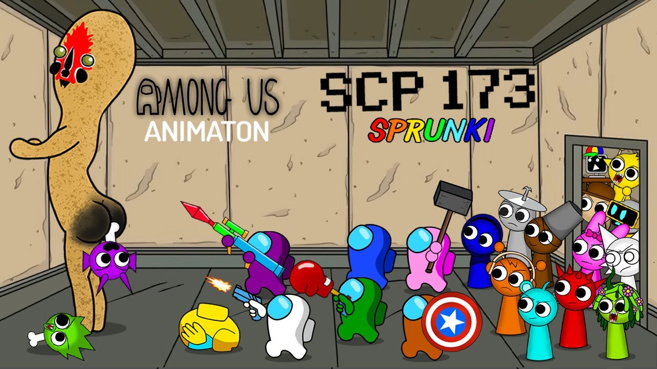 Mini crewmate  and S.p.r.u.n.k.i Battles the Terrifying SCP-173