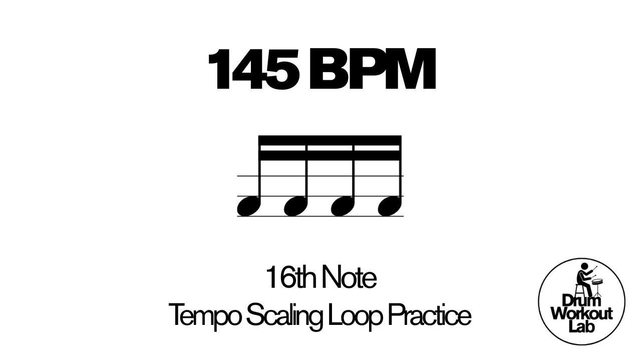 16th Note Drum Exercise | 1 e & a | 145 BPM | Drum Loop