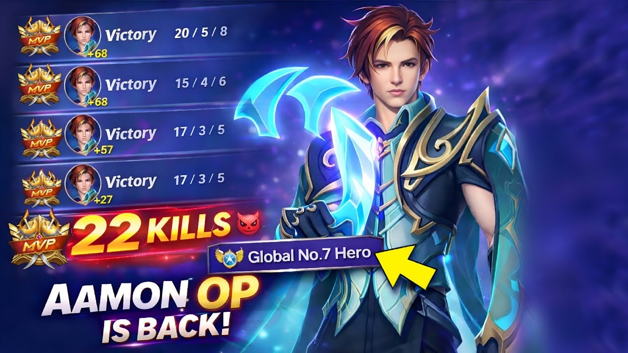 AAMON 22 KILLS Gameplay | Global No.7 Hero Full Assassin Domination Match #mlbb  #gameplay #aamon 