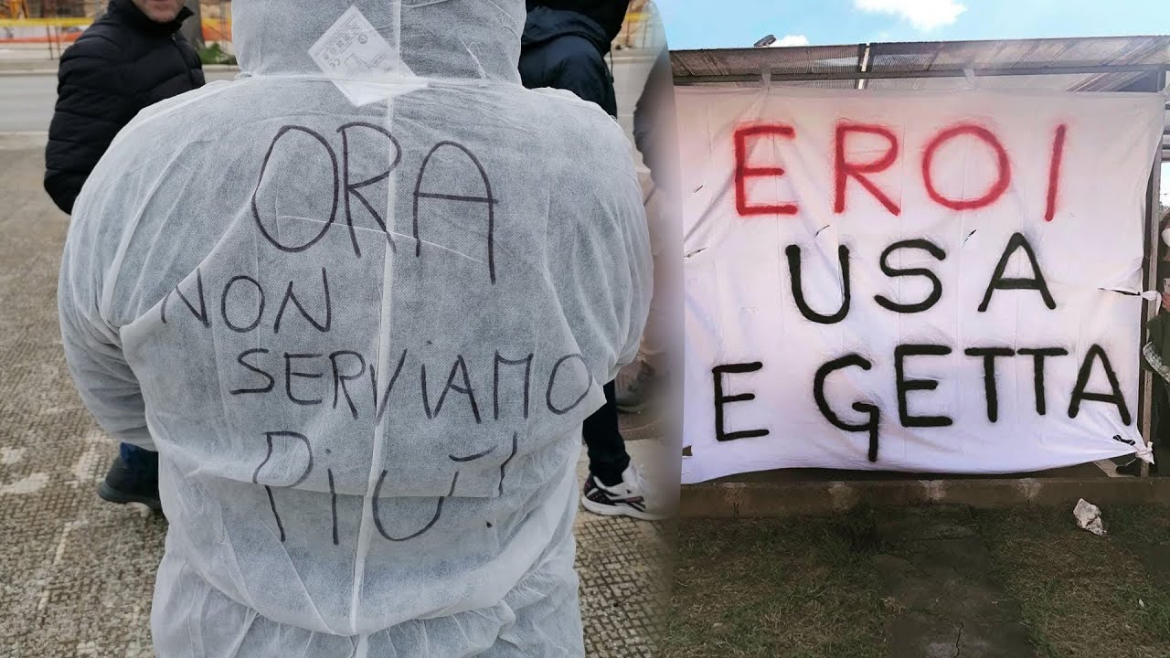 Protesta degli Operatori Socio-Sanitari davanti all'ospedale Vito Fazzi di Lecce