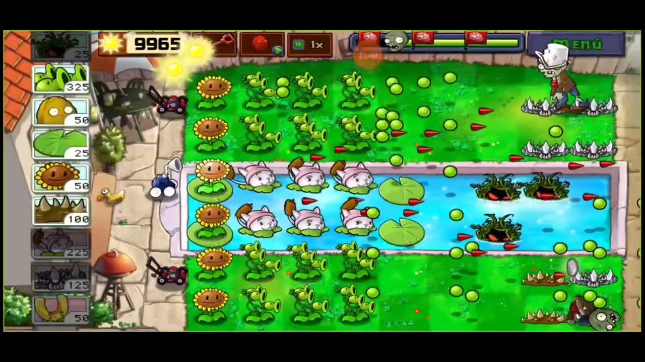 Jugando Plantas vs Zombies nvls 1,2,3 y 4
