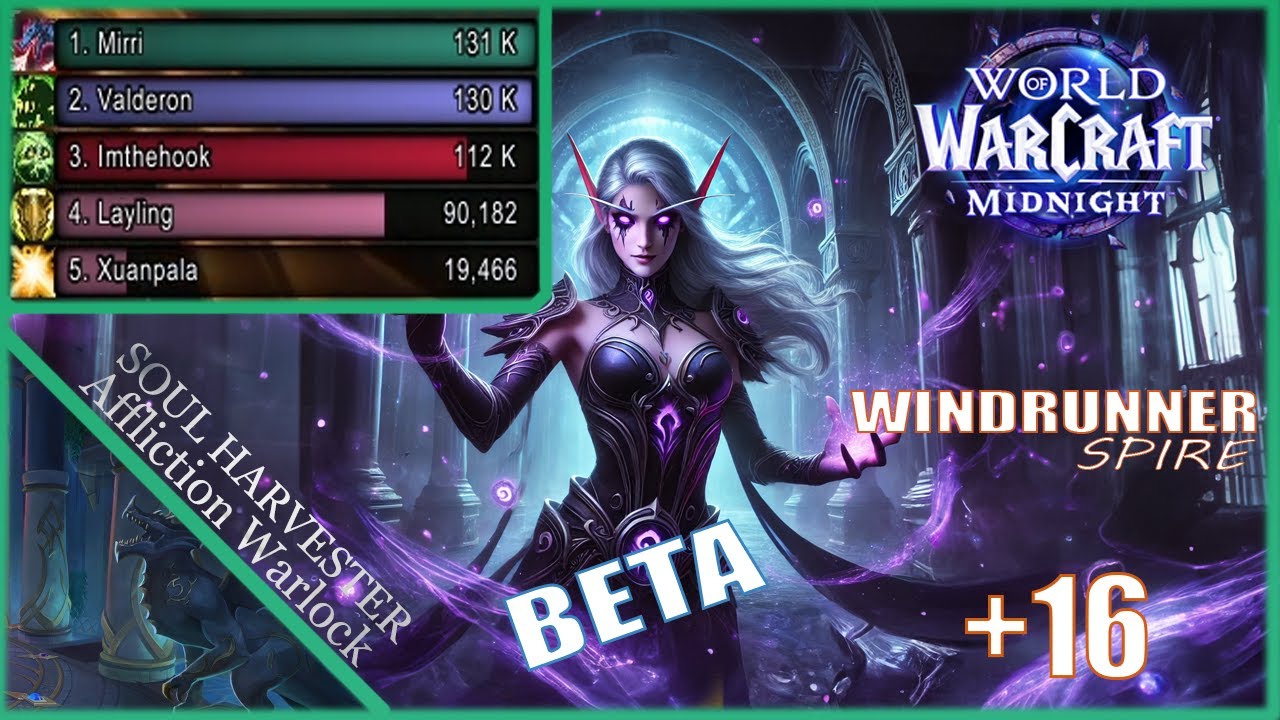Windrunner Spire +16 | Affliction Warlock | Midnight Beta