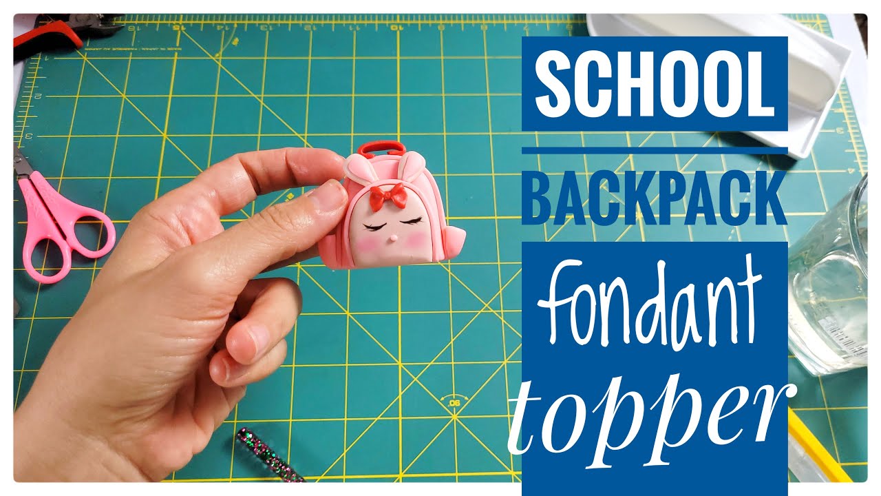 Fondant school backpack/fondant bag topper tutorial