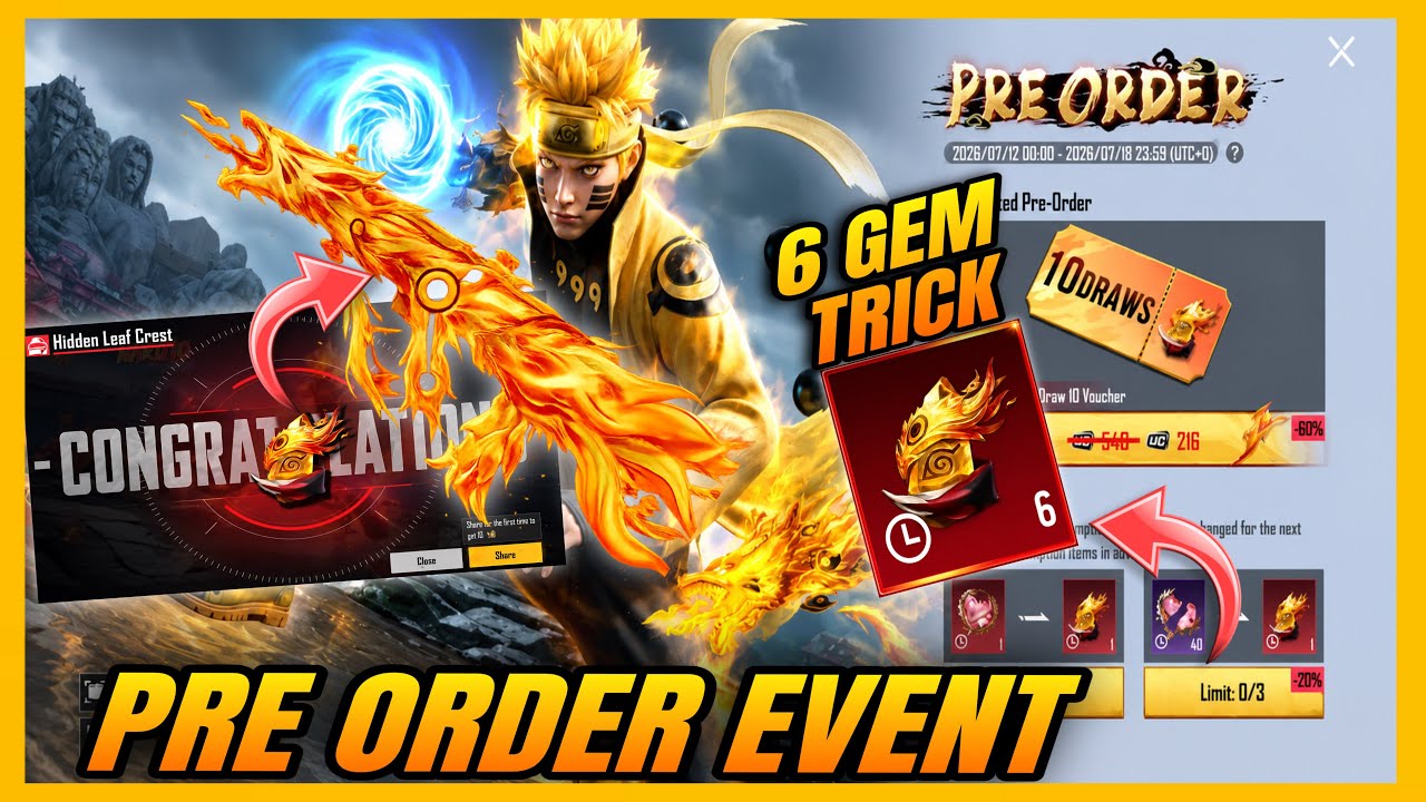 PRE-ORDER EVENT IS HERE 🔥 | GEM EXCHANGE BEST TRICK | FREE GEM TRICK | TIDAL EMBRACE M416 TRICK