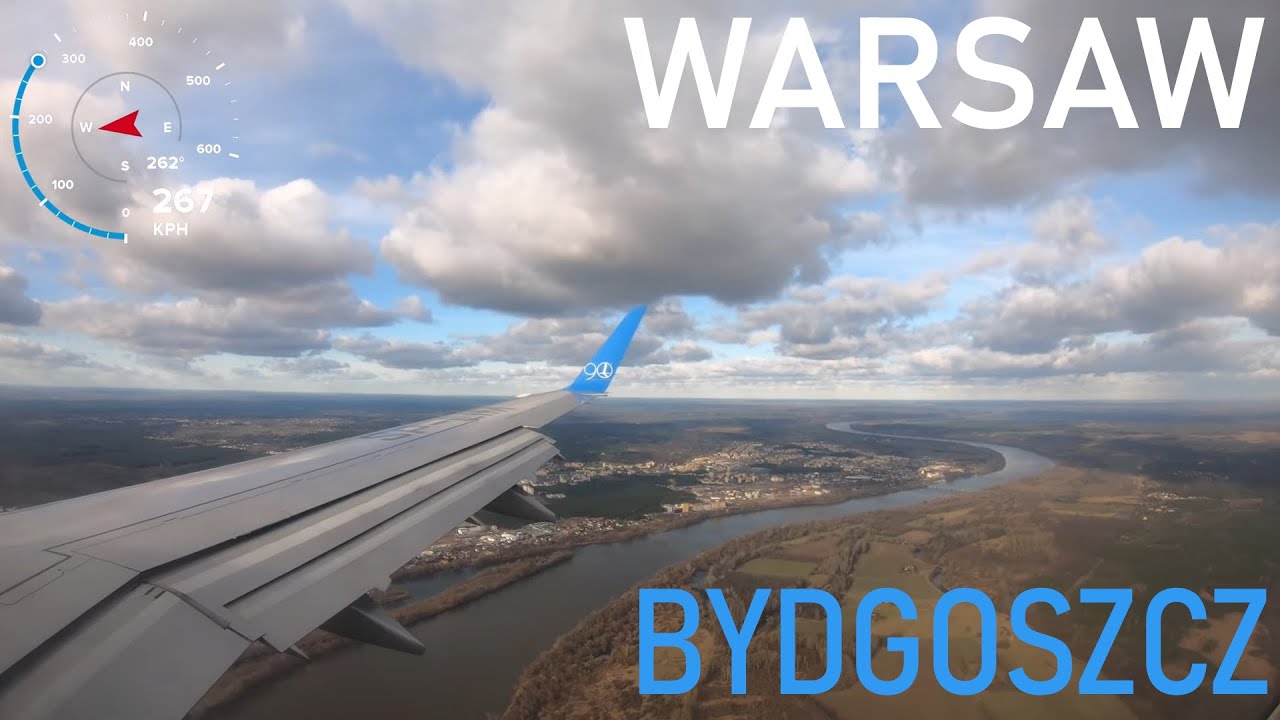 Cały lot | Warszawa (WAW) - Bydgoszcz (BZG) | LOT Polish Airlines | Prędkość lotu | 4K