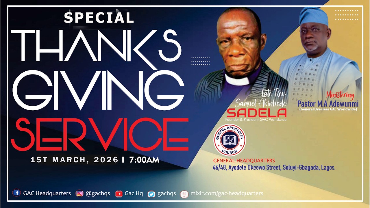 THANKSGIVING SERVICE | TOPIC: The Lord Is Good, His Mercy Endures Forever.  | 1ST MARCH 2026.