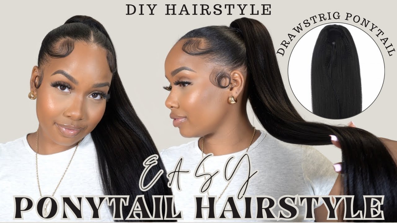 Easy Drawstring Ponytail Hairstyle || Ft. Curls Queen