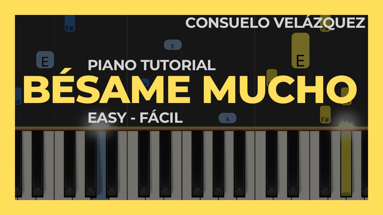 BÉSAME MUCHO | Tutorial de piano | FÁCIL y LENTO para principiantes en Do Menor (Cm)