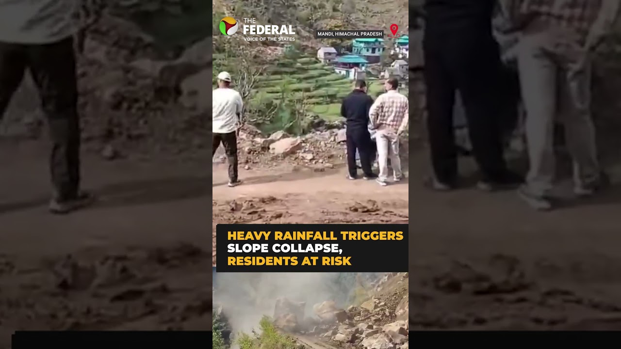 Massive landslide in Himachal&rsquo;s Mandi after heavy rain threatens Kotli village