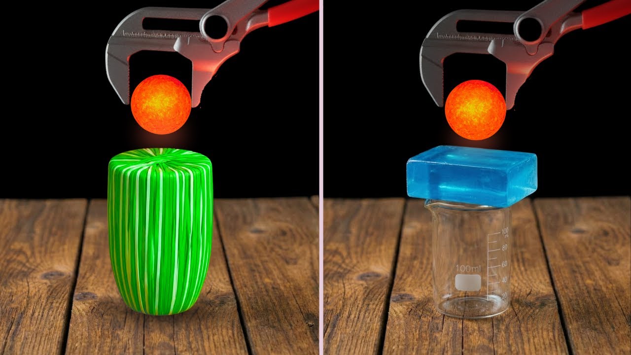 1000&deg;C Red Hot Metal Ball vs Rubber Band, Ice, Soap & More!
