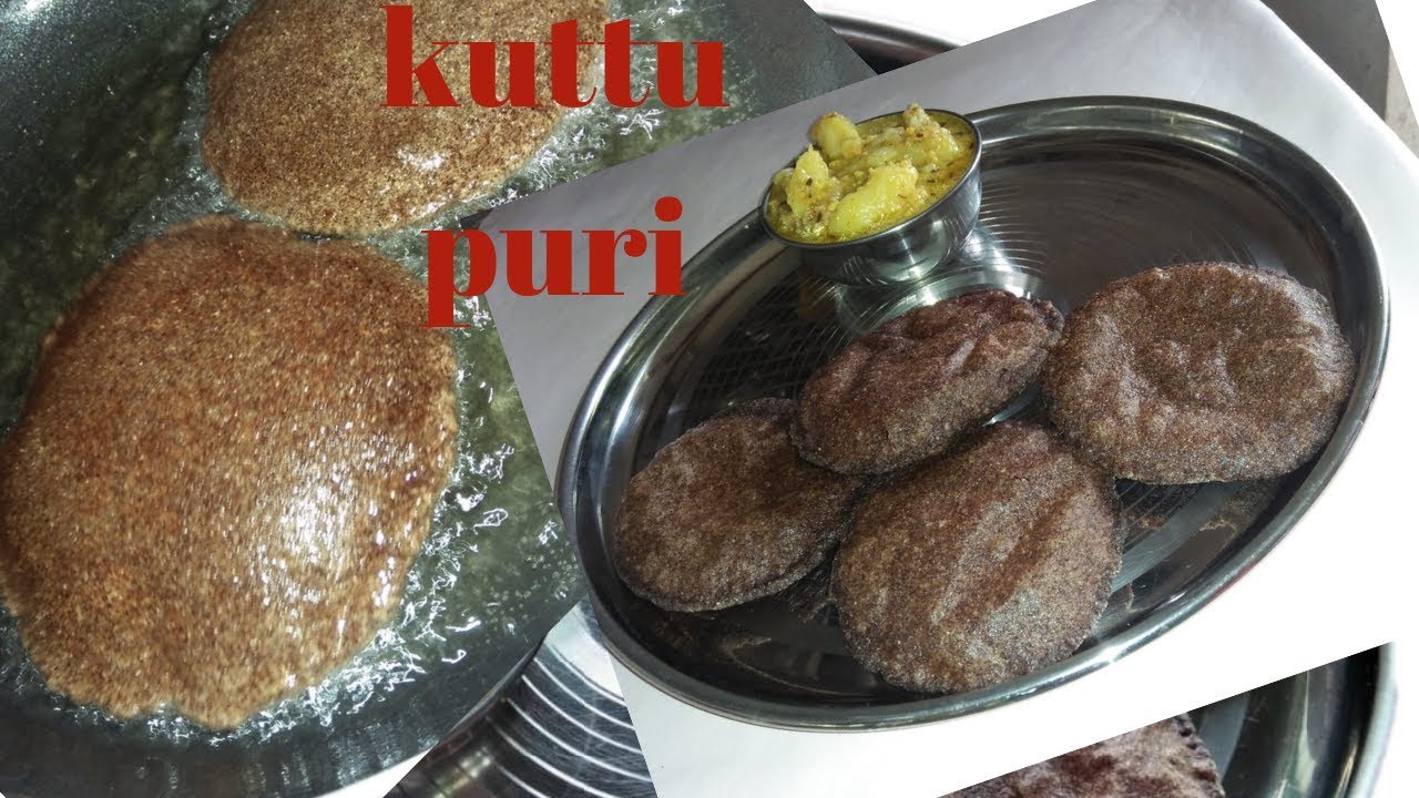 व्रत का खाना -Vrat Ki Aloo Puri -Kuttu Ki Puri With Aloo Sabzi - Navratri falhari Recipe In Hindi