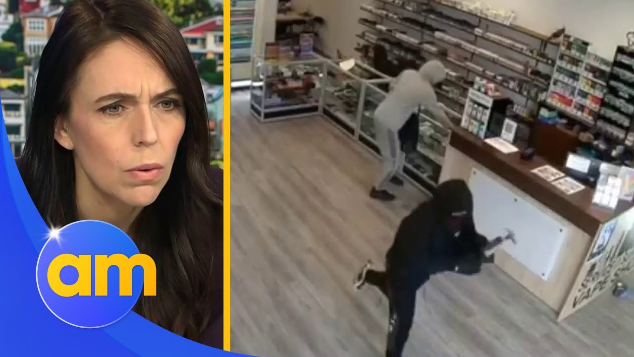 Jacinda Ardern watches, reacts to shocking NZ robbery video on live TV | AM