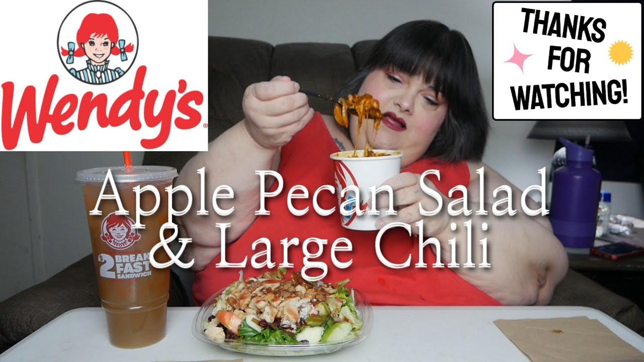 Wendy's Apple Pecan Salad & Large Chili Mukbang