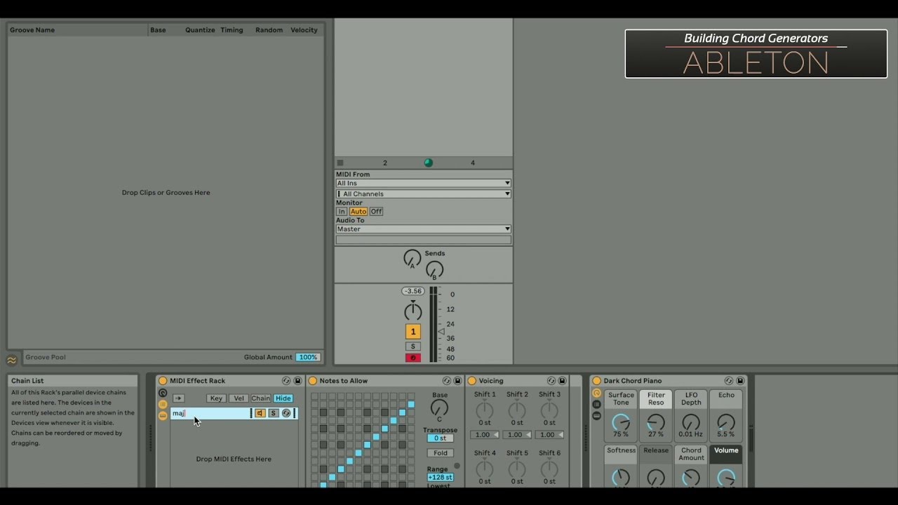 Генератор аккордов Ableton — Учебное пособие (с использованием устройств гамм и аккордов)