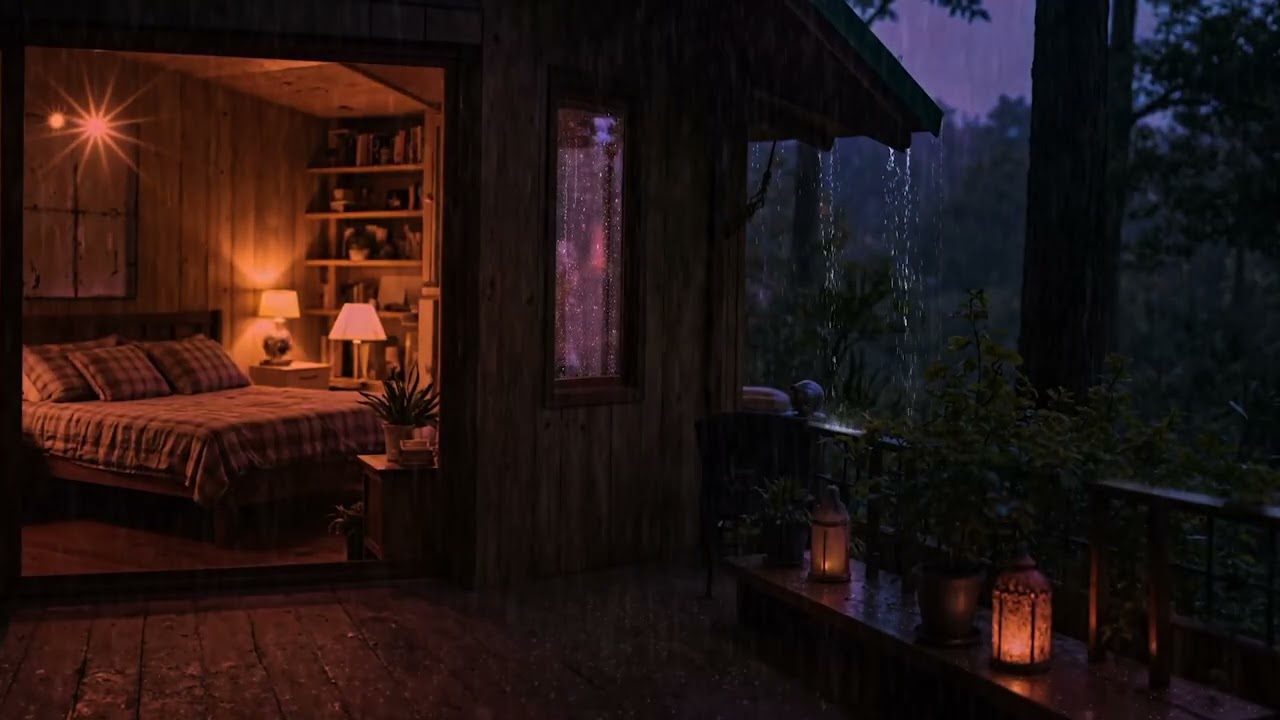 Gentle Forest Rain Falling on a Cozy Cabin 🌲 | Relax and Drift Into Deep Sleep