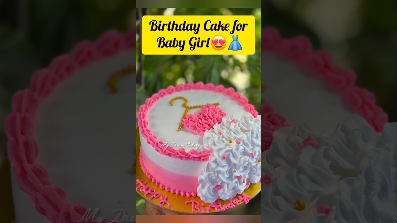A Beautiful Frock Theme Birthday Cake Decoration for Baby Girl 😍👗🩷|Cake Design🔥❤️ #cake #shorts