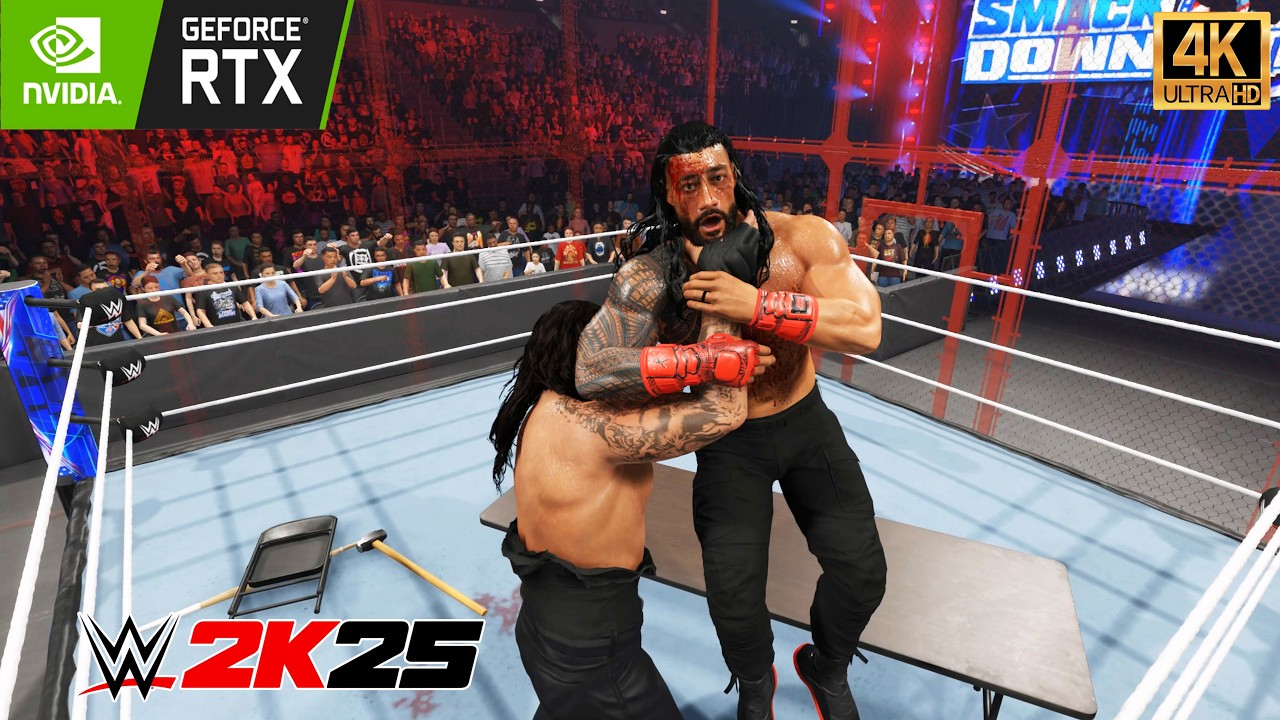 WWE 2k25 : The Undertaker vs Roman Reigns – HELL IN A CELL WAR!  (4K60fps)