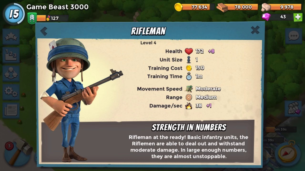 How to beat Hammerman HQ 25 with riflemen in Boom Beach