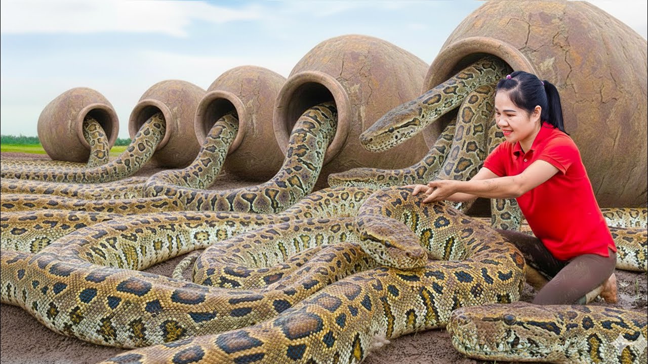 Harvesting 1000+ Gene Mutation Python & Go to Market Sell | Trapping eels with eggs is effective
