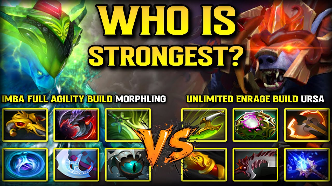 WHO IS STRONGEST? IMBA Full Agility Build Morphling Versus Unlimited Enrage Build URSA 7.39d Dota 2